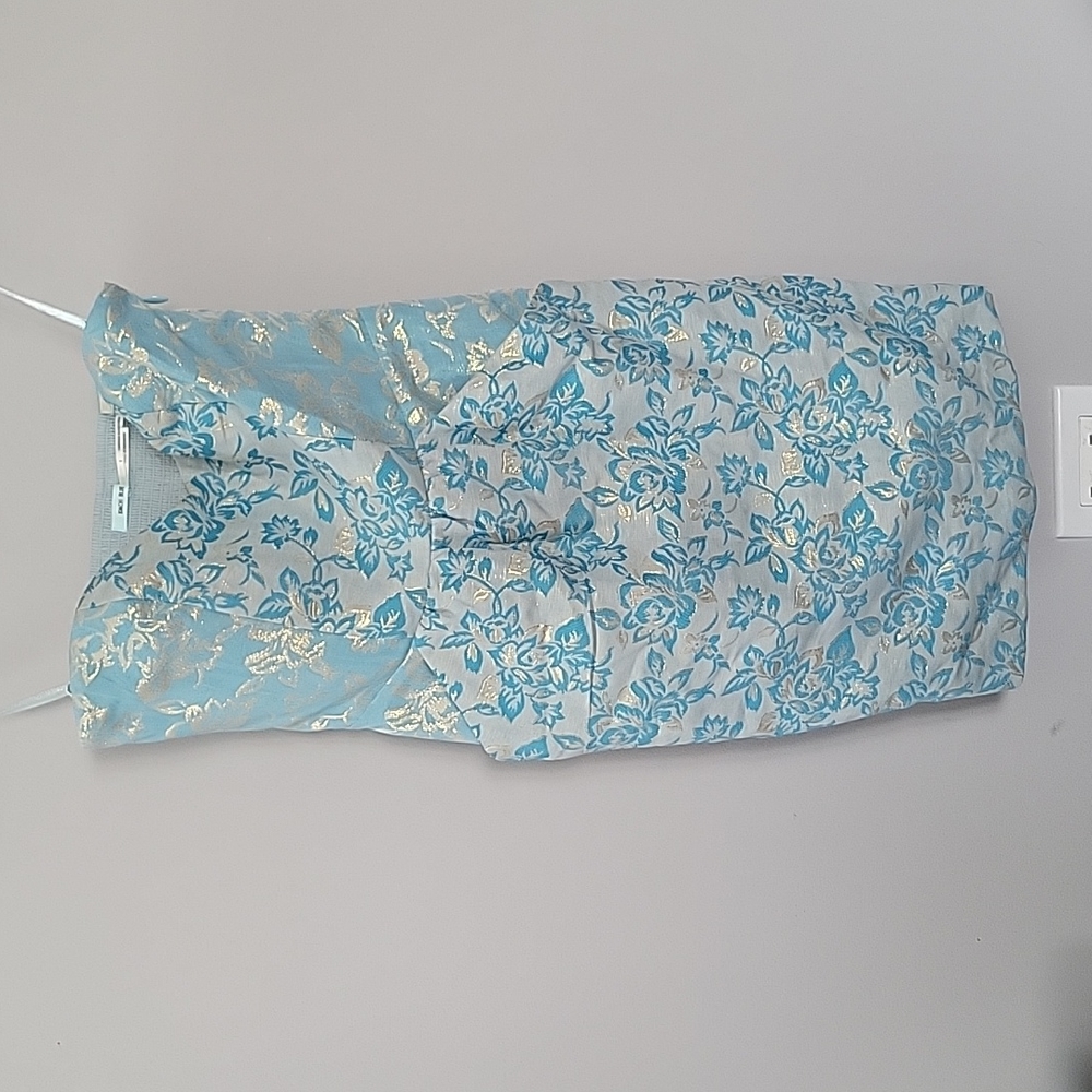 Kimchi Blue Cyan Gold Strapless Dress size small